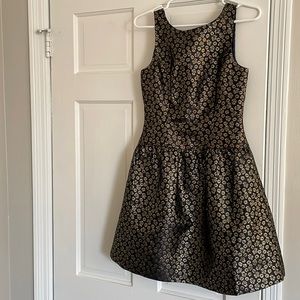 Navy blue and gold jacquard JCrew dress